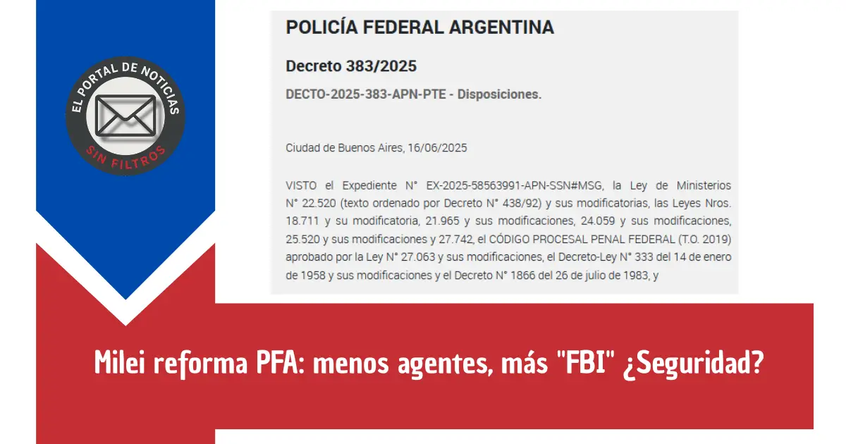 Milei reforma PFA: menos agentes, más "FBI" ¿Seguridad?