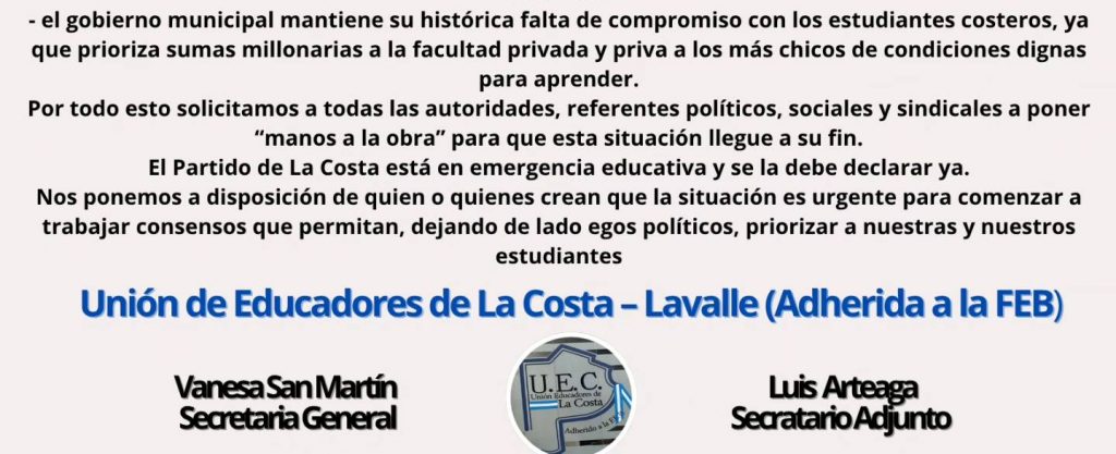 Emergencia educativa en La Costa: escuelas rotas, docentes agotados y funcionarios ausentes