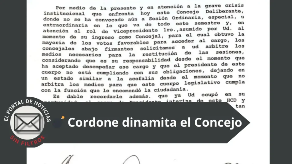 Cordone denuncia parálisis en el HCD y exige que Ferrín actúe
