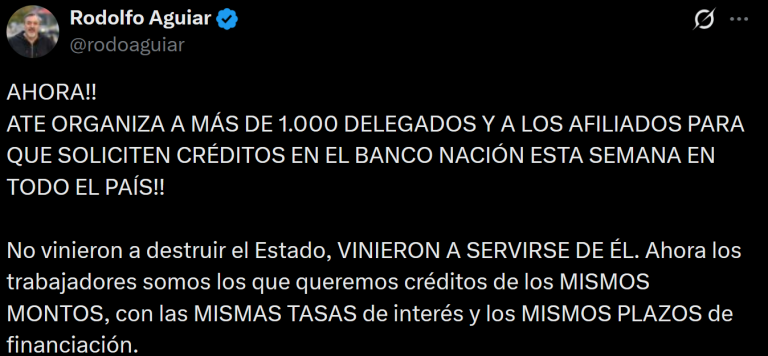 Créditos Banco Nación: ATE impulsa pedidos y cuestiona al Gobierno