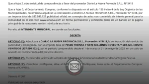 $37 millones en publicidad oficial: el decreto de Bahía Blanca