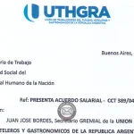 Paritaria gastronómica 2026: UTHGRA acordó aumento del 8,03% y sumas no remunerativas